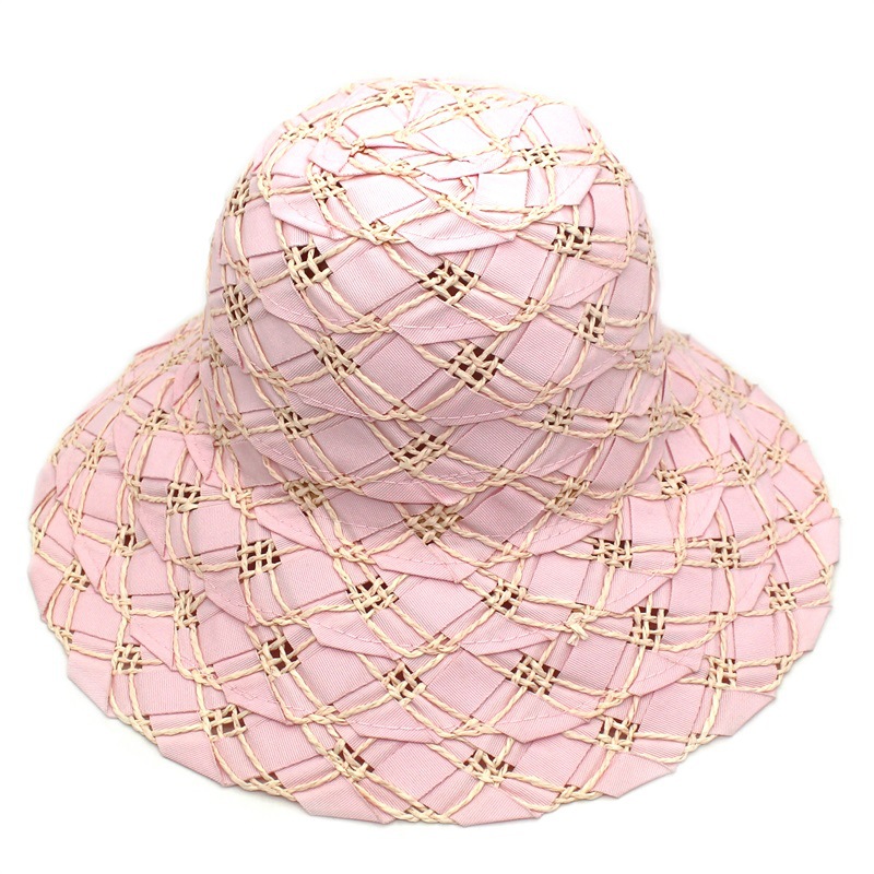 

2020 Fashion Summer Hats For Women Girls Straw And Cloth Braided Big Brim Sunhat Beach Hats Women Foldable Travel Bucket Hat, White