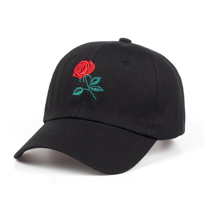

VORON 2020 New Hot Fashion Roses Men Women Baseball Caps Spring Summer Sun Hats for Women Snapback cap rose embroidery Dad Hat, White