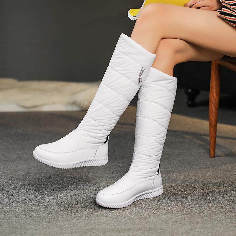 

New arrival warm women snowshoes Knee high boots natural Genuine leather snow boots women Fur leisure Sports cowhide, Black
