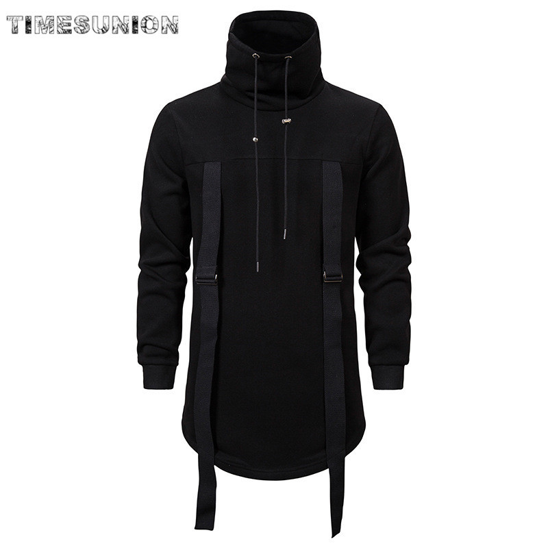 

2021 Spring Trend New High-neck Mens Sweatshirt Dark Black Long Loose Assassin Sweatshirt EUR SIZE M