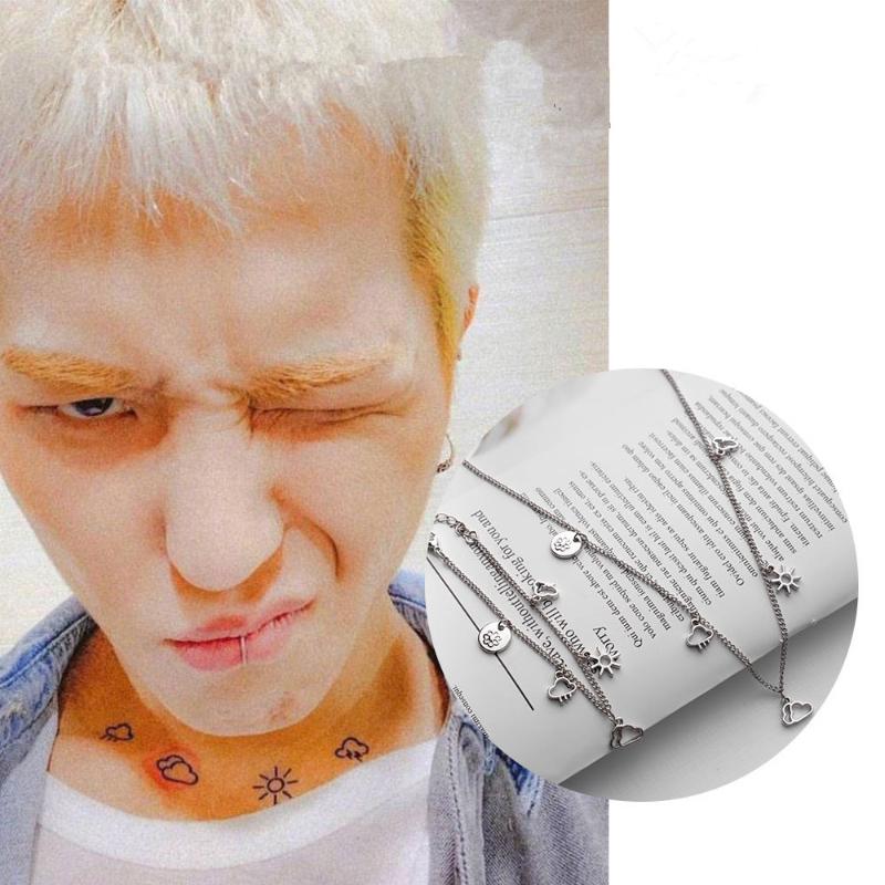 

KPOP WINNER MINO Bracelet Simple Mood Weather Collarbone Chain Necklace Set Fan Small Gift Jewelry Stainless Steel Wholesale New