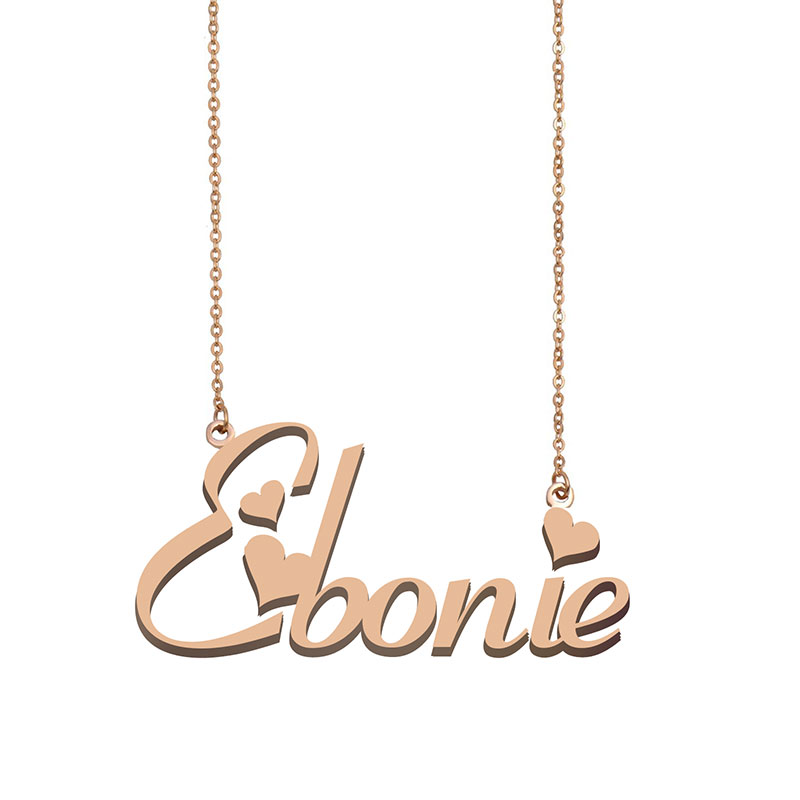 

Ebonie Custom Name Necklace Personalized Pendant for Men Women Birthday Gift Best Friends Jewelry 18k Gold Plated Stainless Steel, Silver