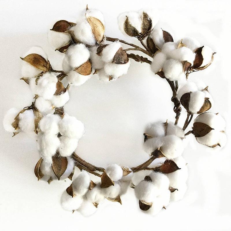 

Dried Cotton Flower Simulation Cotton Garland Christmas Garland Door Ring Day Decoration1, Wt