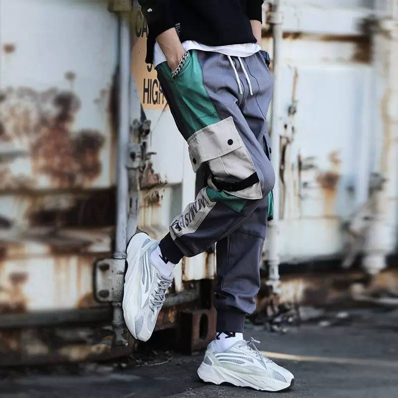 

Cargo Harem Patckwork Pants Mens Casual Joggers Baggy Trousers Harajuku Streetwear Hip Hop Pants Men Fashion Sweatpants Male