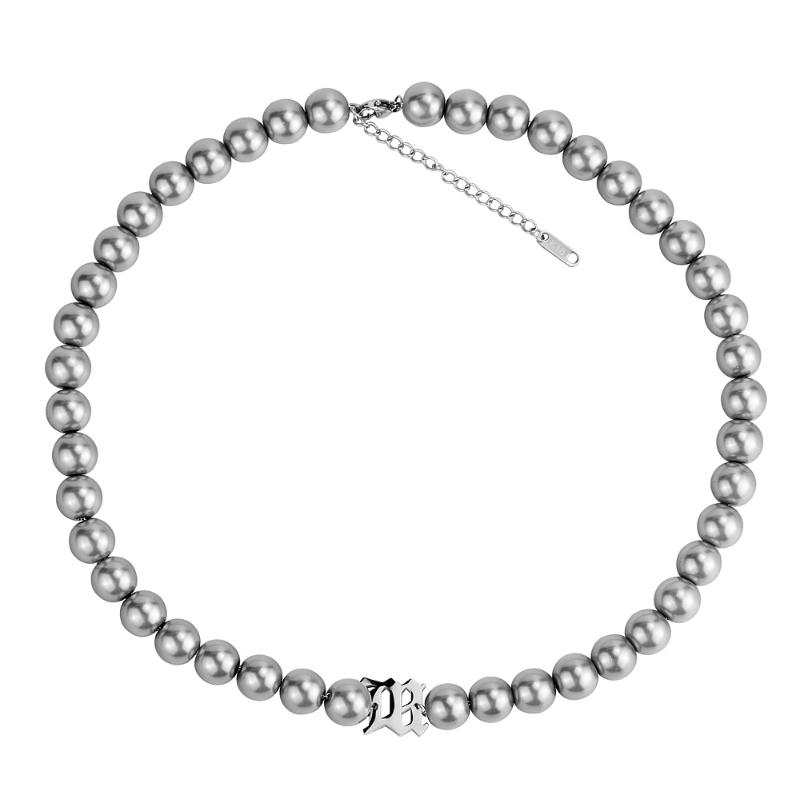 

Hip Hop Steel Color Beads Letter Choker Necklace Rock Cool Creative Pendant Necklace Beads For Jewelry Goblincore Aesthetic New