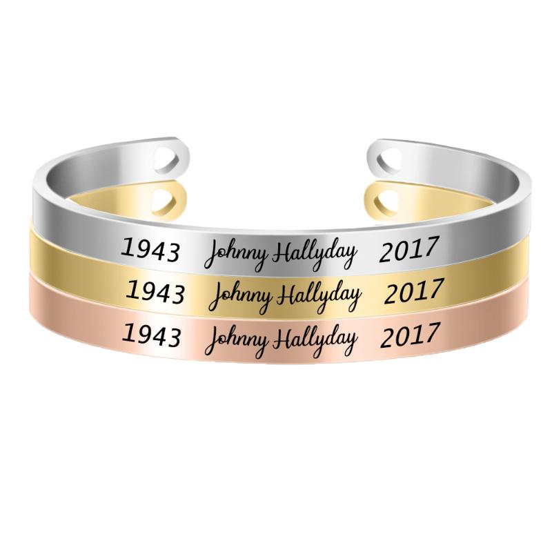 

Bangle 10pcs/lot Personalized Engraved Johnny Hallyday Name Bracelet Jewelry Words Letters Custom & For Women SL-068*10