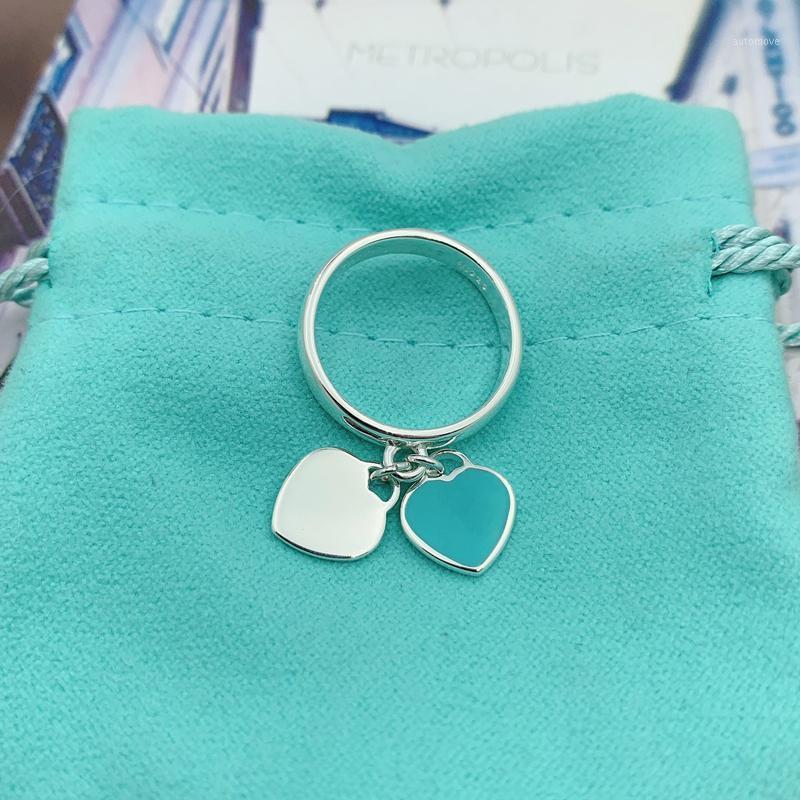 

S925 Sterling Silver Ring For Women Girlfriend Valentine's Gift Double Heart Ring High Quality Logo Gift Jewelry1