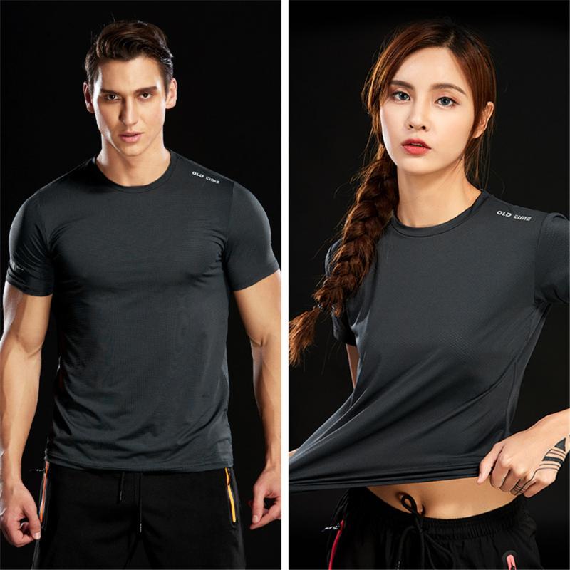 

WWKK 2020 New Couple T-shirt Summer Outdoor Running Hiking Shirt Men's Shorts-Sleeved Round Neck Ladies Fitness Stretch T-shirts, Black(men)