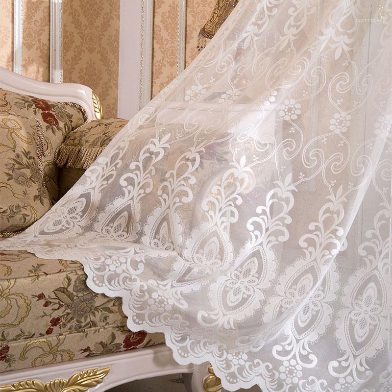 

Beige Coffee White Curtain Jacquard Lace High Grade European Tulle Curtains For Living Room Kitchen Sheer Blinds1, Colour 2