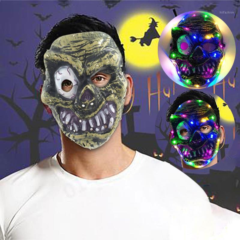 

Halloween LED Glowing Props Four Color Mask Hot Funny Scary Toy Horror For Cosplay Costume Cosplay Party Masque Dress Maska1