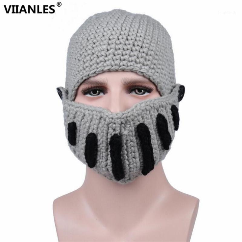 

VIIANLES Crochet Beanies Men Balaclava Octopus Roman Knight Beard Hat High Quality Winter Mask Cap Handmade Knitting Women Hat1