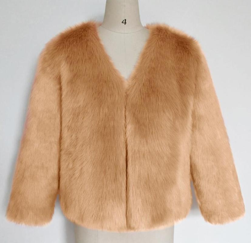 

F0372 European and American fashion imitation fur coat coat fur short faux women, Camel