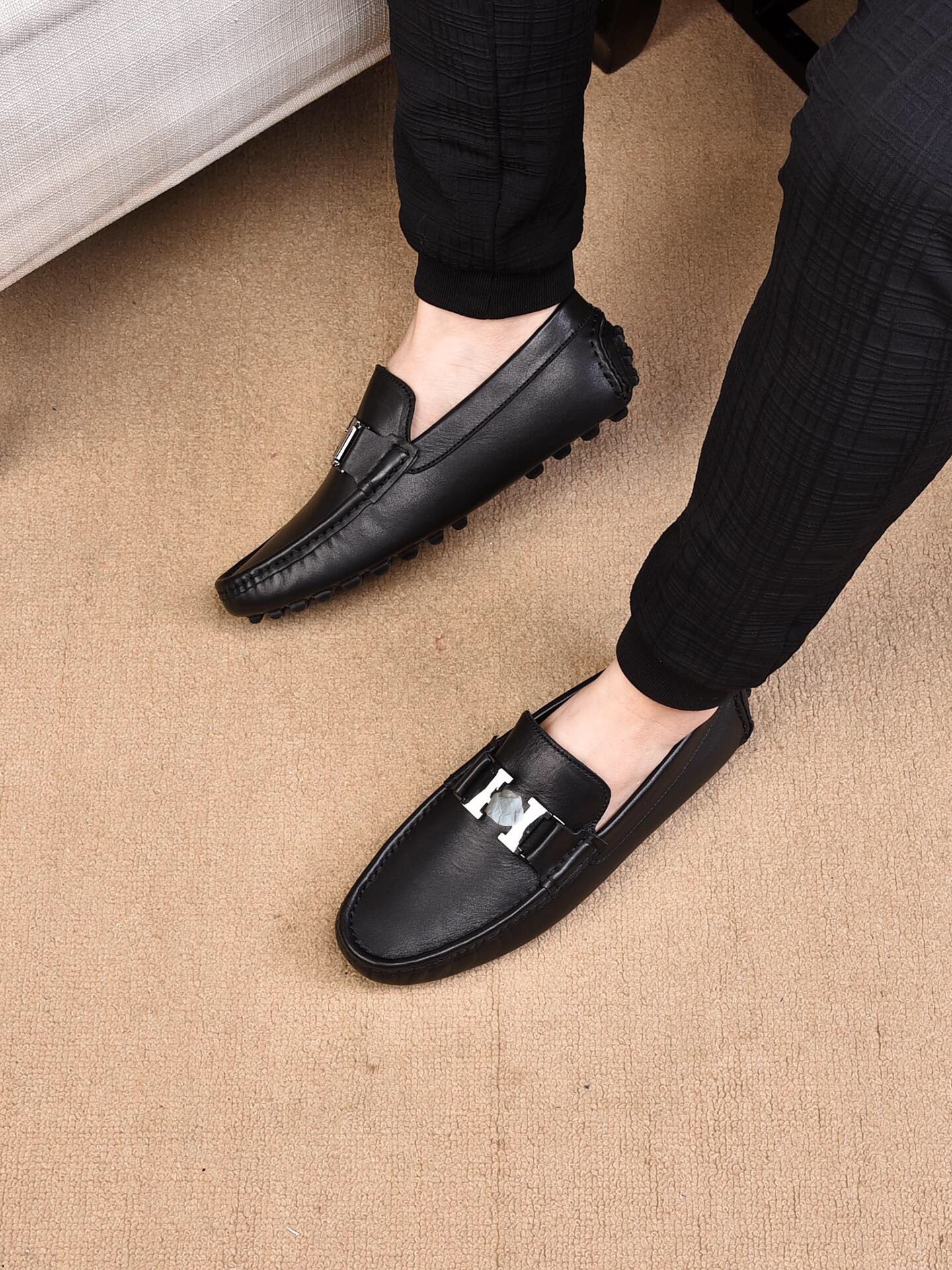 

Luxury Designer Men Shoes Loafers Genuine Leather Casual Fashion Office Business Wedding Black Green Flats Driving Slip on Man Shoe, #01