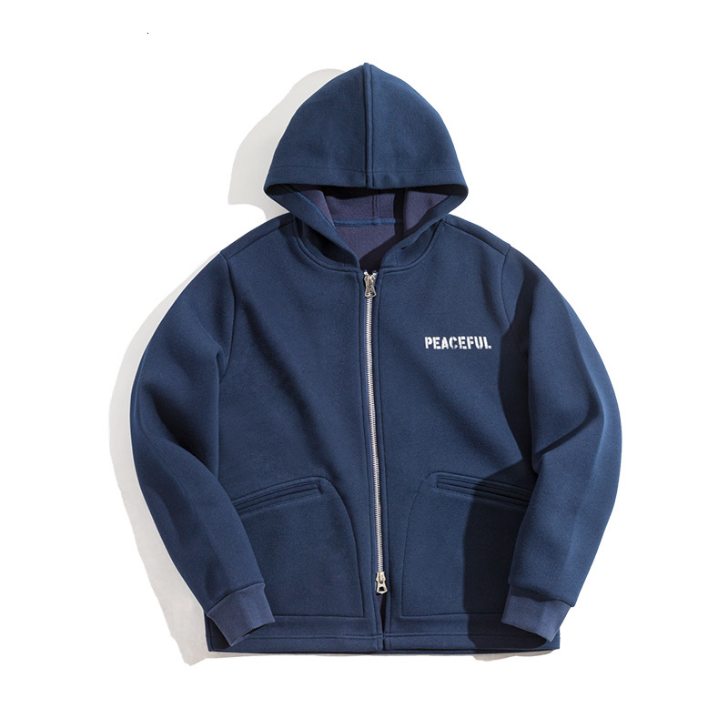 

Anti-war Cardigan Hoodie Hoodies Print Vintage Letter Jacket Clothes Kvul, Navy