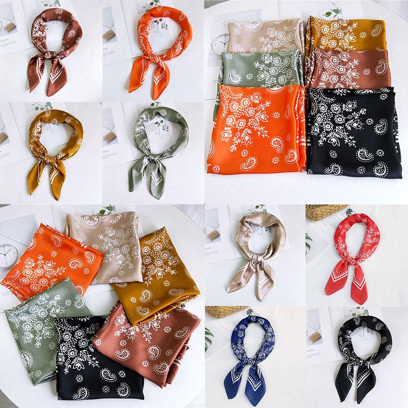 

Hair Tie Band Kerchief Square towel Headband Harajuke Cashew Flower Print Scarf Silk Satin Head Scarves Small Silk Hair Scarf