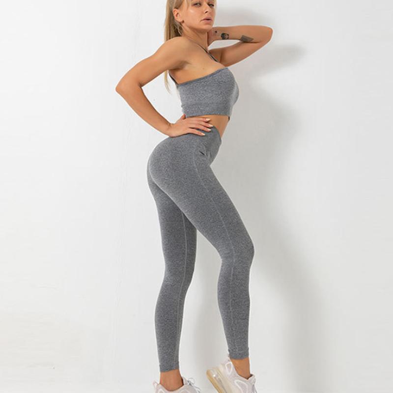 

Beautiful Back Cross Sling Sports Bra Set Tight Fitting Quick Drying Running Seamless Yoga Wear Women, Blue