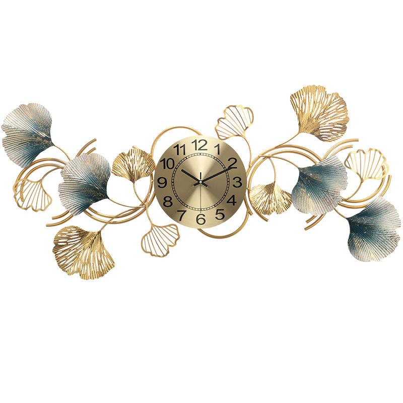 

Metal wall digital clock 3D wall clocks home decore New Chinese Ginkgo biloba clock modern design Living room decoration