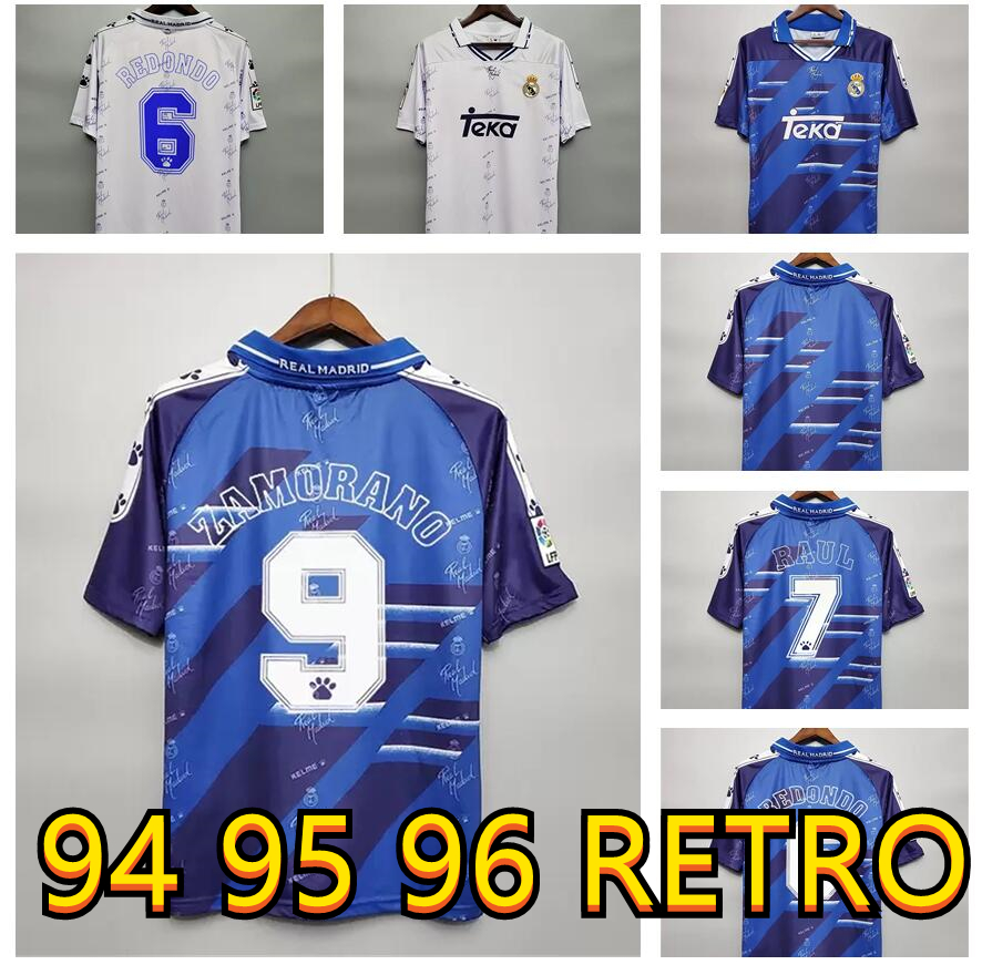 

94 95 96 Retro Jersey Real Madrid #7 Raul #9 Zamorano #6 Redondo Shirts Vintage Calcio MAGLIA Camiseta de futbol