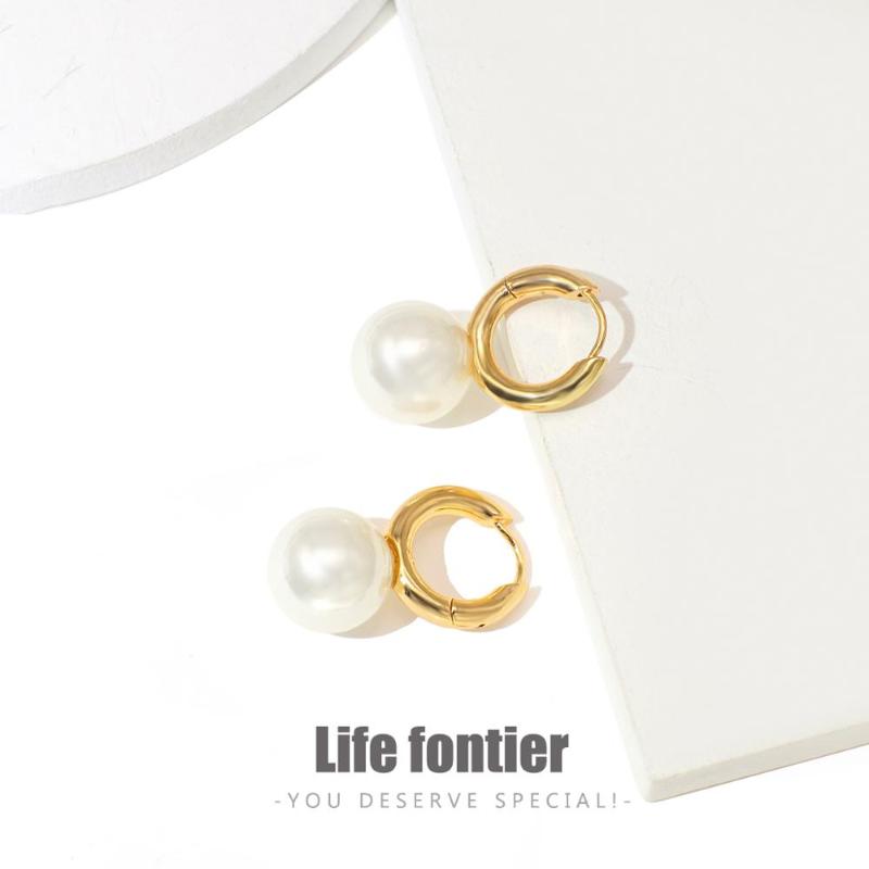 

Hoop & Huggie Lifefontier Simulated Pearl Long Earrings Geometric Metal Statement Bridal Wedding Party Jewelry Gift Boucle D'oreille