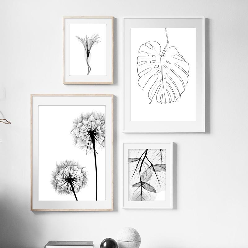 

Abstract Girl Dandelion Monstera Leaf Nordic Posters And Prints Wall Art Canvas Painting Wall Pictures For Living Room Decor