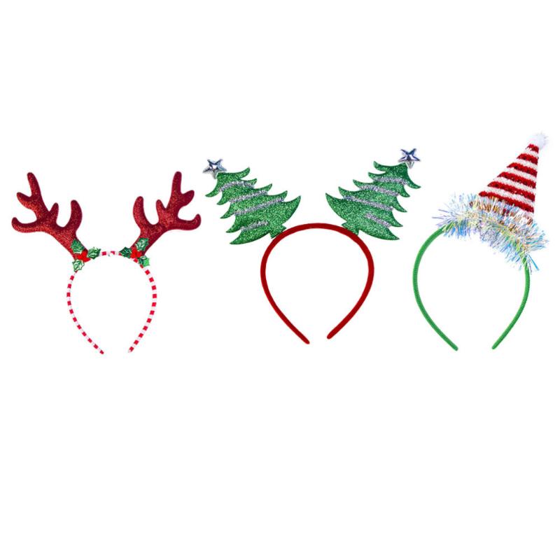 

3pcs Funny Delicate Christmas Headband Xmas Tree Headwear for Kids Girls