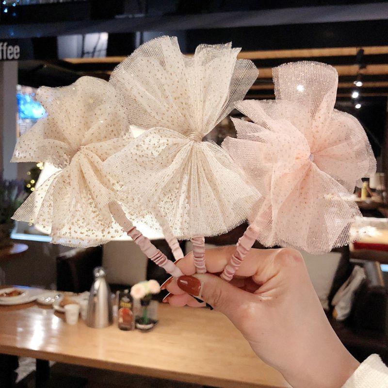 

Girls Princess Lace Headband Glitter Sequins Mesh Bow Birthday Party Hair Hoop