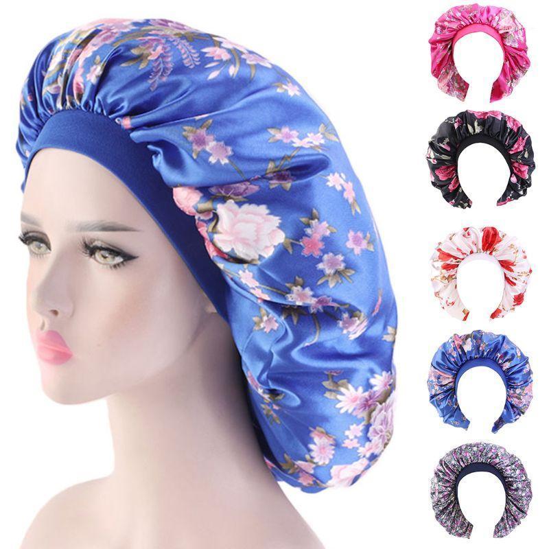 

Women Extra Large Satin Bonnet Sleep Night Cap Elastic Wide Band Ethnic Floral Jumbo Salon Chemo Cap Head Hair Cover1