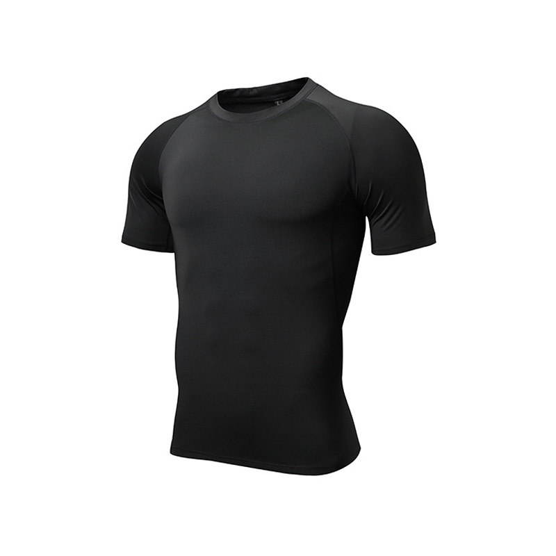 

Fitness Quick dry MEN' Short Sleeve Quick Drying Clothes Elasticity Tights Training Yoga T-shirt Running Sports Clothing, Black