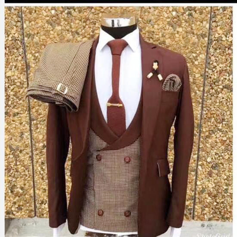 

2020 New men suits best suit for wedding Tuxedo Groom Groomsman Tuxedo GroomSinger performing stage dress with pant jacket 2P, Brown