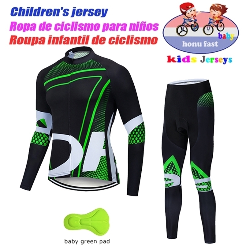 

High Quality Kids Cycling Clothing Summer Kids Jersey Set Biking Long Sleeve Clothes Suit MTB Children's Cycling Wear 2021 220214, Kids bike trousers