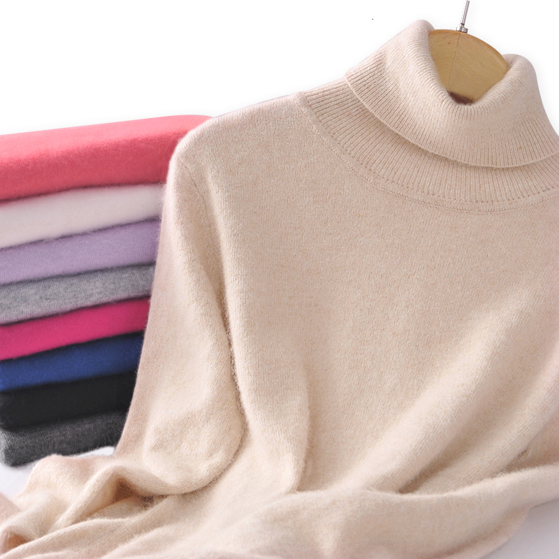 

2021 New Knitted Cashmere Sweater Autumn Winter Basic Jersey Mujer Invierno Pull Femme Turtleneck Women Sweaters and Pullovers H3ay, Fuchsia