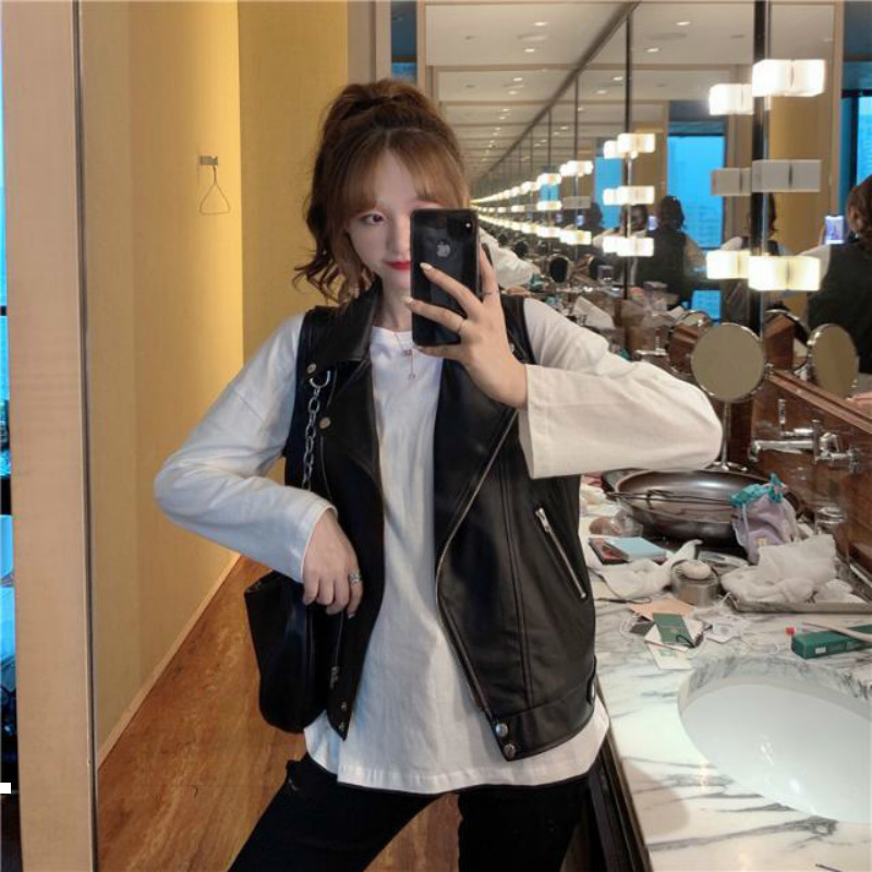 

plutonium 2021 New vests of the fine occasional fine-tuning black leather vest for women y197 UC1I, Heise