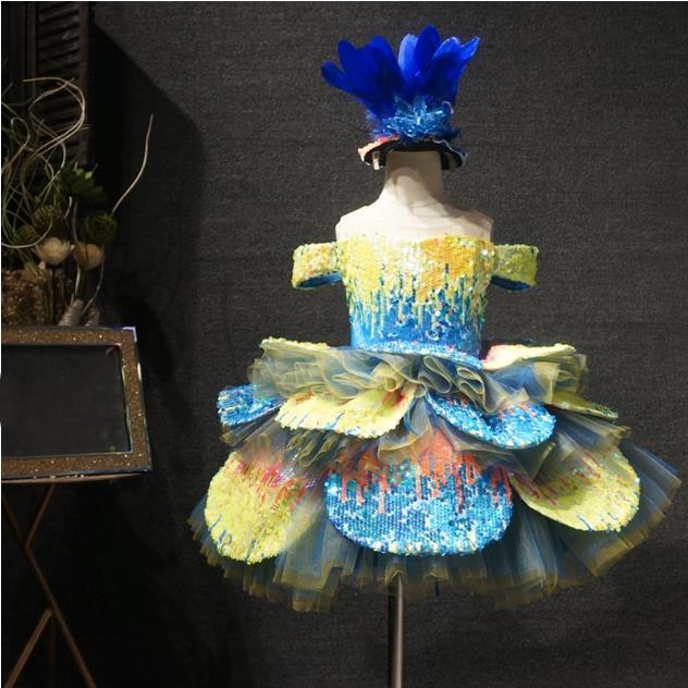 

Bling Bling Sequins Girls Pageant Gown Off the Shoulder Little Kids Clothes Baby Girls Birthday Dresses with Headpiece, Same as picture