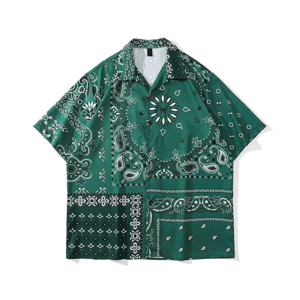 

Green Hawaiian Shirt Men Summer Thin Material Men's Shirts Male Top