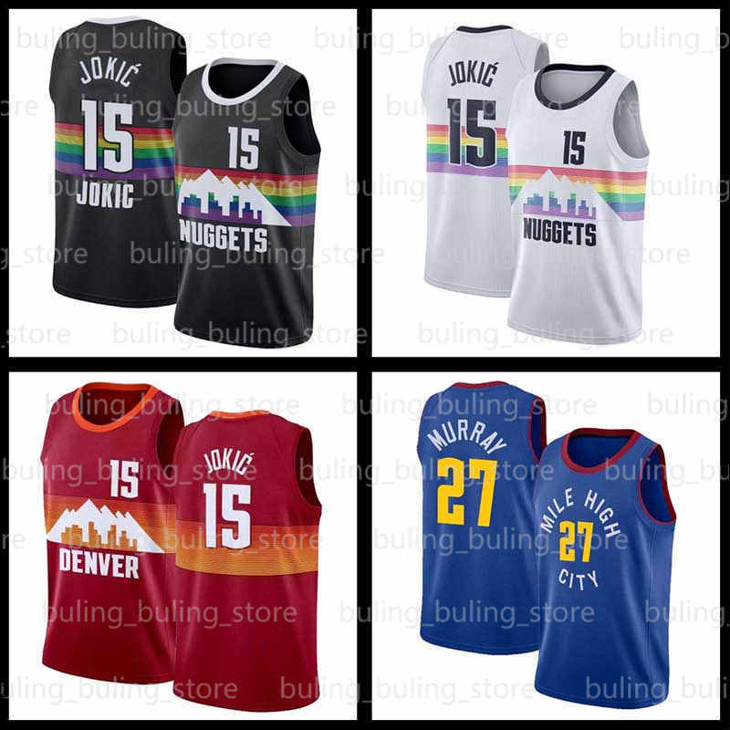 

Nikola 15 Jamal 27 Murray Jokic Jersey 2020 2021 Denver Nuggets Brooklyn Nets Lakers Men 20 21 Basketball Jerseys, Black;red