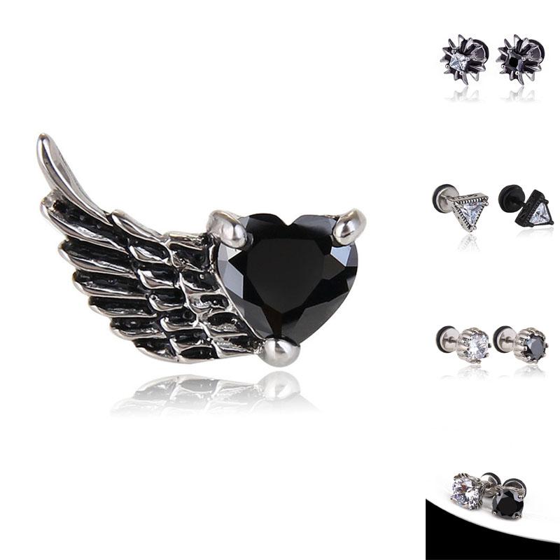 

Stud Design Triangle Wing Zircon Stainless Steel Earrings For Women Men Fashion Hip Hop Geometric Ear Jewelry Gifts 2 Pieces