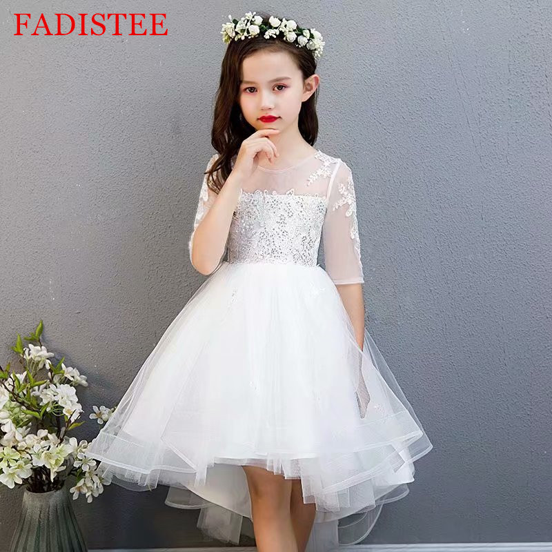 

FADISTEE White Lace Tulle Pretty Flower Girl Dresses vestidos lace Baby Girl Infant Dress Kids Formal Wear girls dress High Low