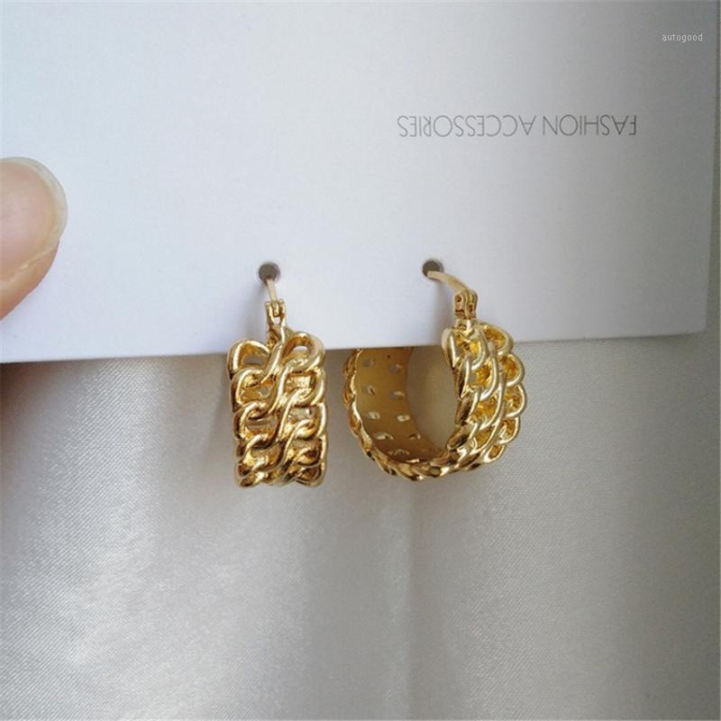 

Hoop & Huggie Shamir Korean Vintage Fashion Design Metal Gold Twist Earrings For Women Girl Daily Personality Accessories1