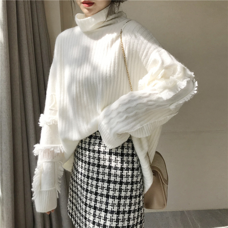 

2021 End Designer Women's Blouses New Alpaca Thick Woolen Turtleneck High Pullovers Fashion Frilly Pure Mesh Top ZIQ3, Turquoise