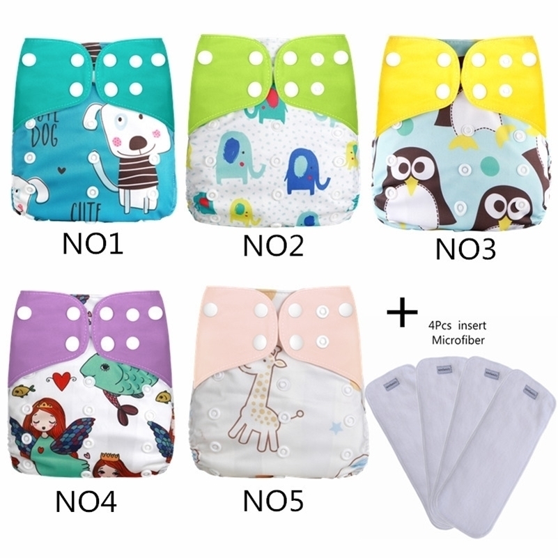 

simfamily]4+4/set Reusable Waterproof digital printed baby Cloth Diaper  Pocket baby nappies wholesale price fit 201117, No5