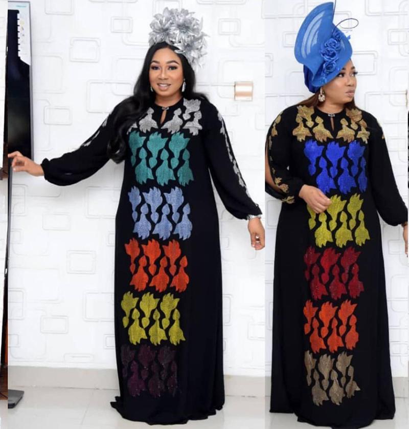 

New style African Dashiki fashion Classic design Hot drill chiffon fabric stretch loose long dress size L XL XXL