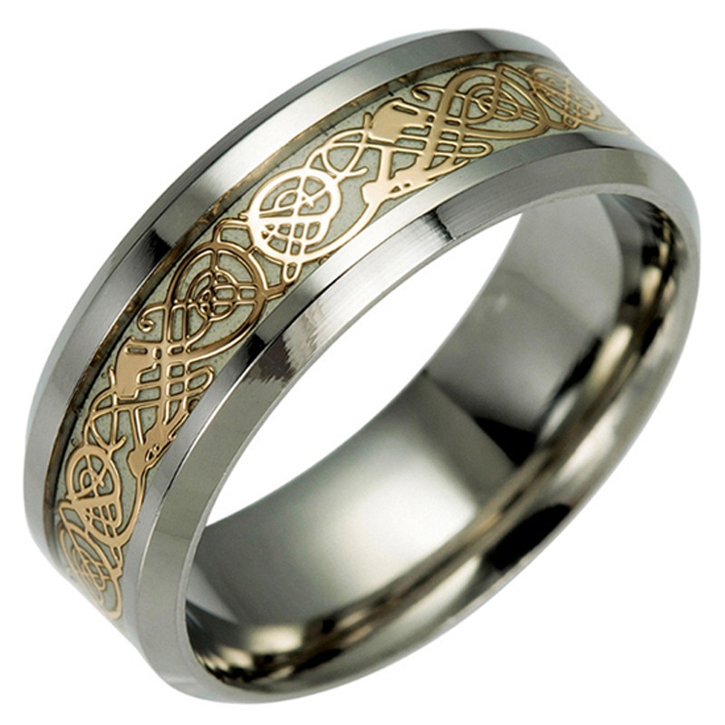 

New Domineering Cool Stylish Multi-pattern Dragons Trend of Stainless Steel Titanium Fluorescent Ring Men and Women