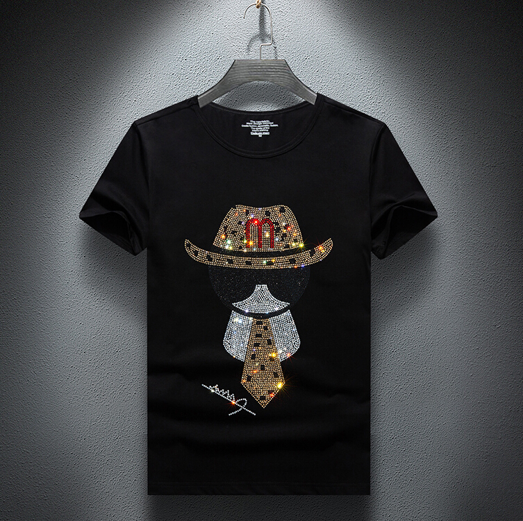 

2022 new casual tshirt fashion Hot drill t shirt men high quality t-shirt short sleeved camisetas slim fit Tops & Tees, As show