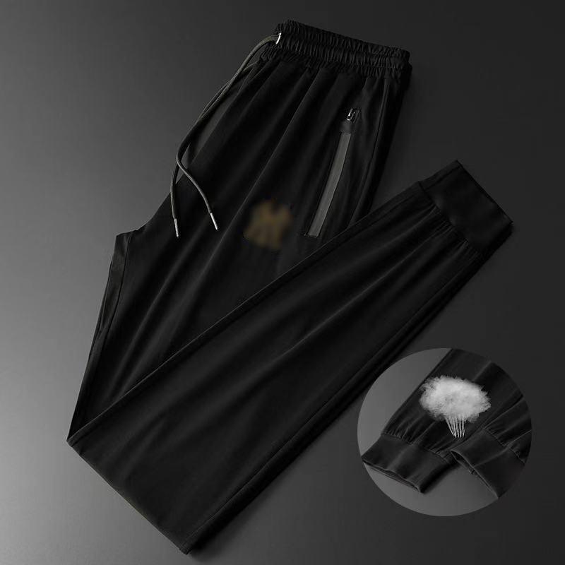 

2021 new men's trousers casual sports feet pants men's summer trend thin loose fashion embroidered trousers, Black