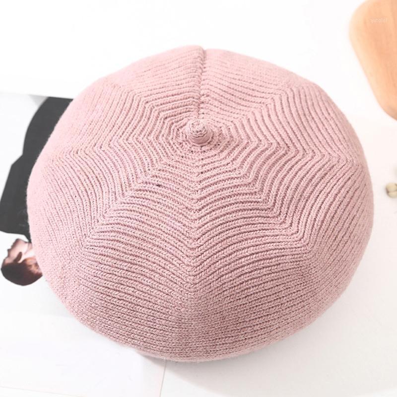 

Warm Winter Women Beret Knitted Baggy Beanie Hat Solid Color Cap Lady Girl Berets Hat Female1, Wine red