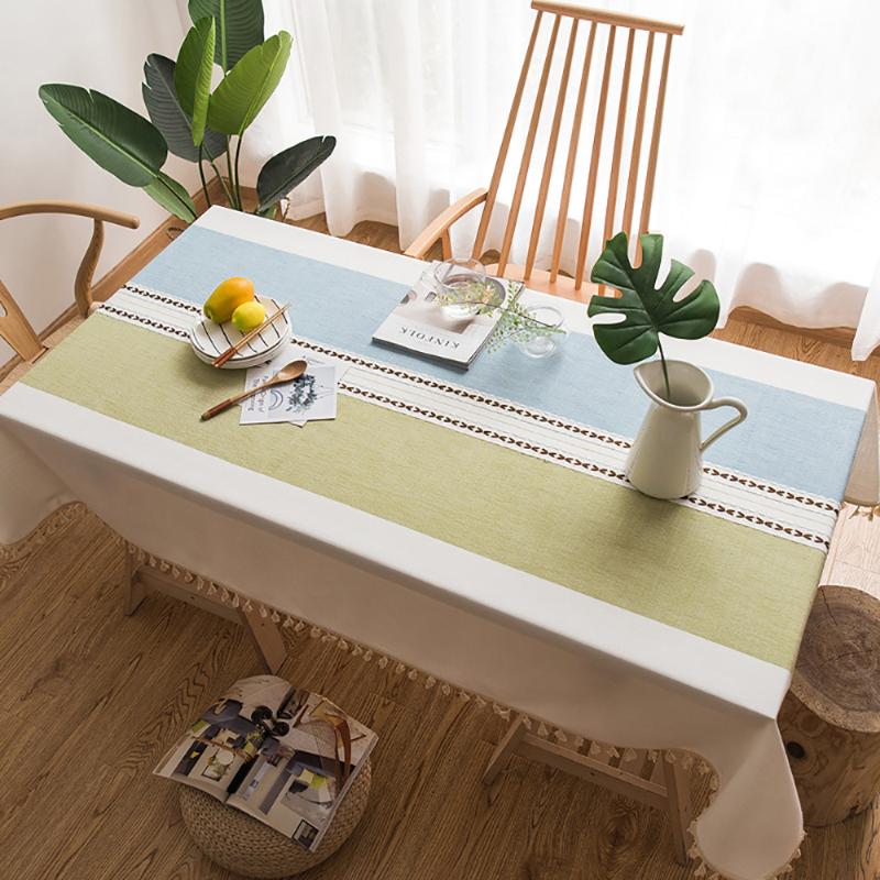 

Linen tablecloth tassel waterproof and oilproof thick rectangular wedding table tablecloth, 01