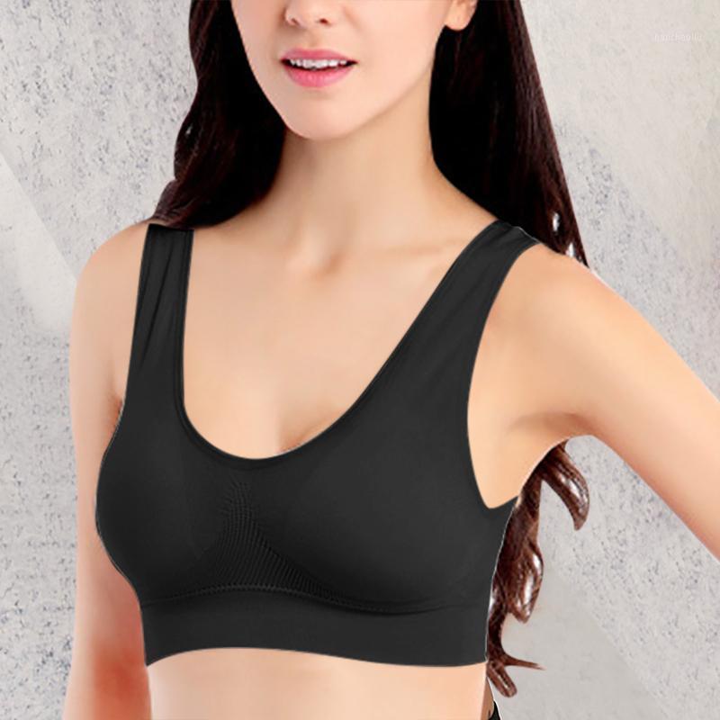 

30# Woman Sexy Sports Bra Without Steel Rings Sexy Yoga bra Vest Lingerie Underwear sport soutien gorge sans armature1, Bk