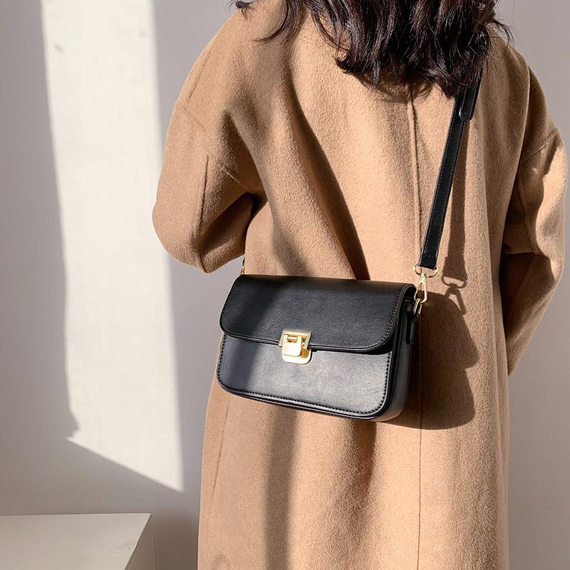 

Korean Fashion Simple Pu Leather Small Bag For Women 2021 Designer Ladies Shoulder Bag Daily Office Girl Crossbody Balck, Black