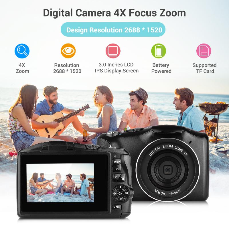 

48MP 2.7K Ultra HD Digital Camera Video Camcorder 4X Digital Zoom 3.0inch LCD Display Screen Anti-shake Face Detect Beauty Face
