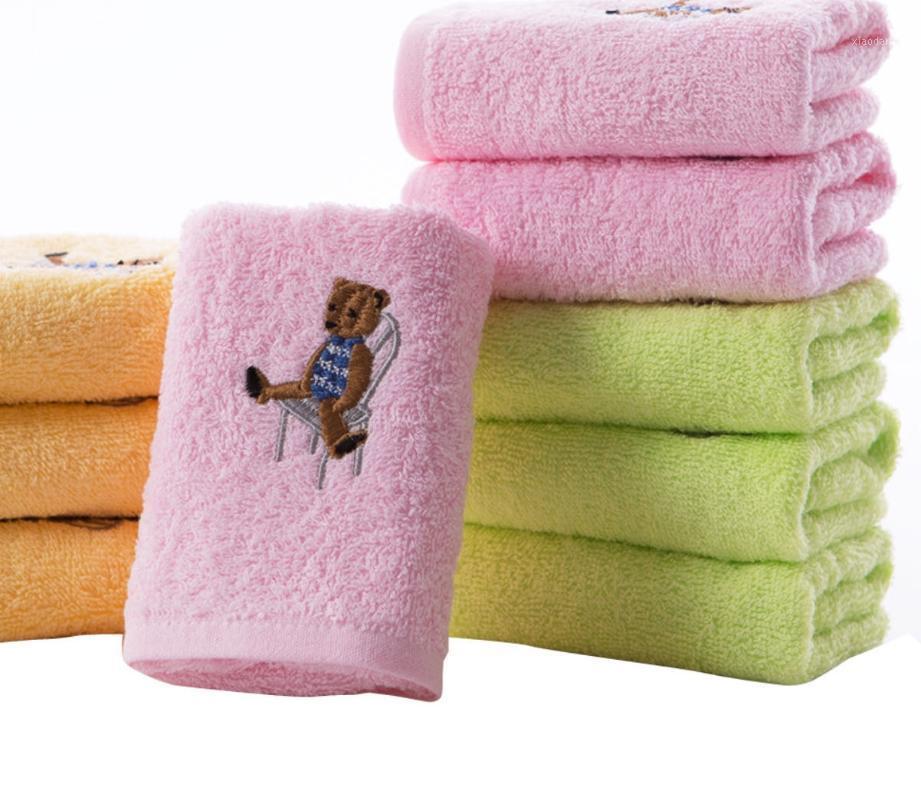 

100% Pure Cotton Towel Genuine Product Manufacturers Direct Selling 50*26 Cartoon Bear Towel 40G Group Buying Wholesale1, Green